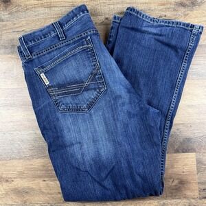 Cinch Ian Jeans Mens 38x30 Blue Dark Wash Slim Bootcut Stretch Western Denim